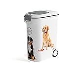 Curver Futter-Container 20kg I 54L, weiß/grau/Love Pets Hunde, 49,3 x 27,8 x 60,5 cm, 241093