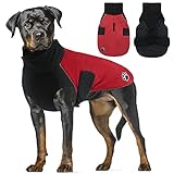 ALAGIRLS Reflektierend Hundewintermantel, Wasserdicht Hundewarmweste mit Reflexstreifen Outfit Kleidung für Kleine Mittelgroße Rot 2XL