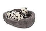 Dalstra rundes Flauschiges Hundebett, Nest für Hunde, Plüsch Haustier Bett mit Rand, weich, kuschelig, Hundesofa, geeignet für kleine/ mittelgroße Hunde M (65 x 60cm, Grau)