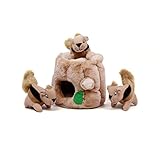 Outward Hound Plüsch-Hundespielzeug Hide A Squirrel Squeaky Puzzle - Versteckspiel mit Eichhörnchen für Hunde, mittelgroß