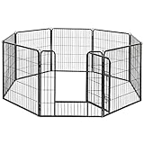 FEANDREA Welpenauslauf, Freigehege für Hund, 8 Gitter je 77 x 80 cm, schwarz