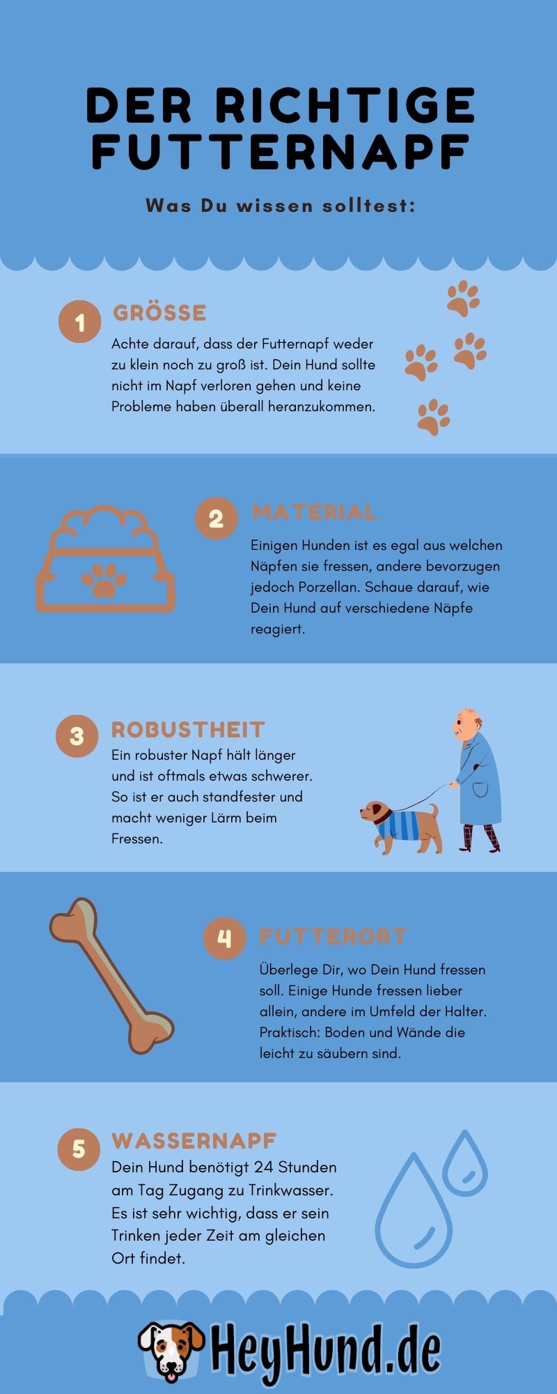 Infografik über Merkmale von Futternäpfen
